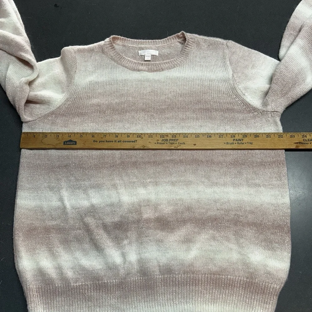 Lauren Conrad Pink Sparkle Sweater XXL Casual White‎ and Pink Ombre Stripes